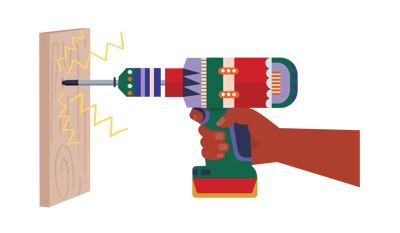 Illustration of hand using power drill