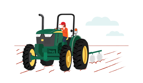 Illustration of woman driving tractor