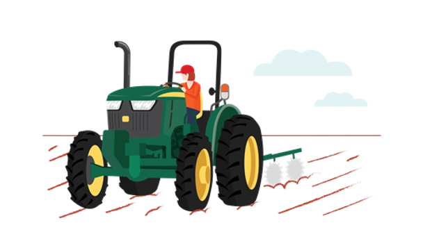 Illustration of woman driving tractor
