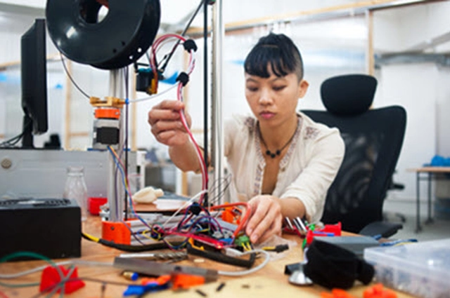Woman working in robotics